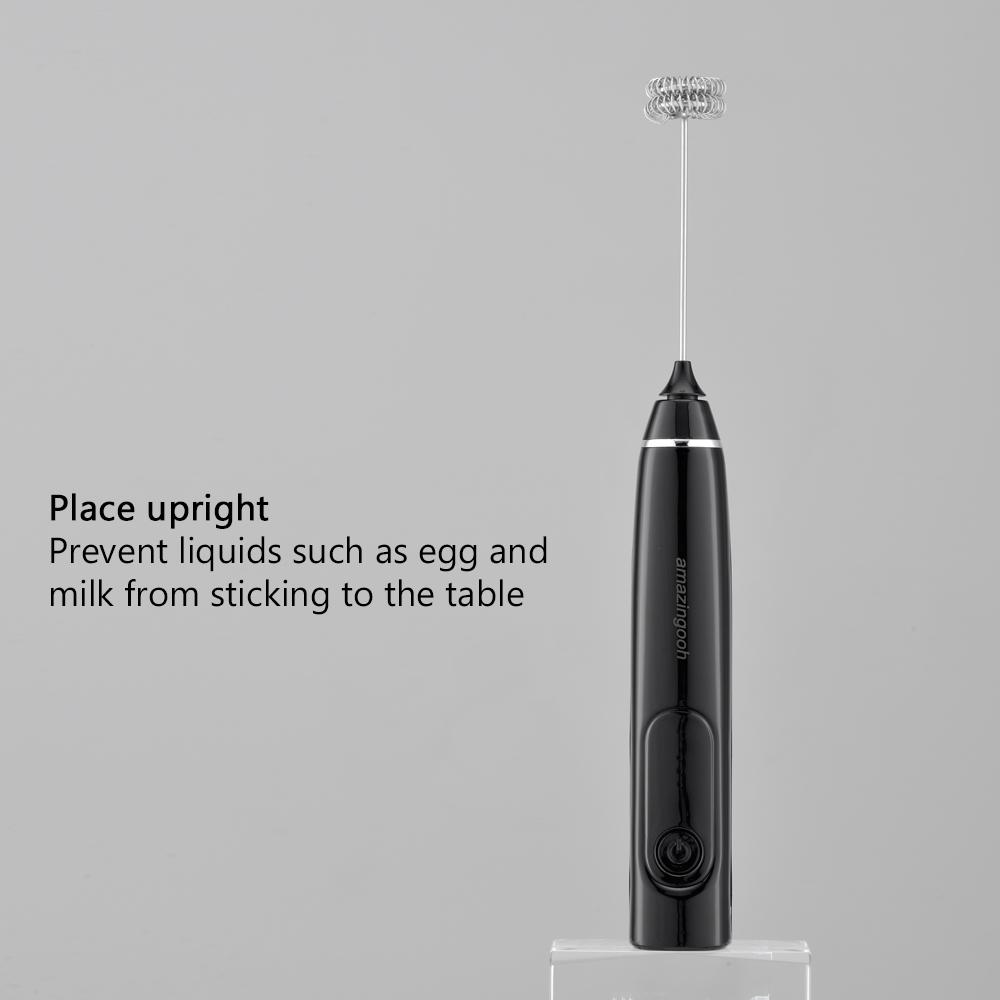 Usb Charging Electric Egg Beater Frother With 2 Stainless Steel Whisks (Black)