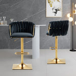 Modern Velvet Breakfast Bar Stools Swivel Barstools