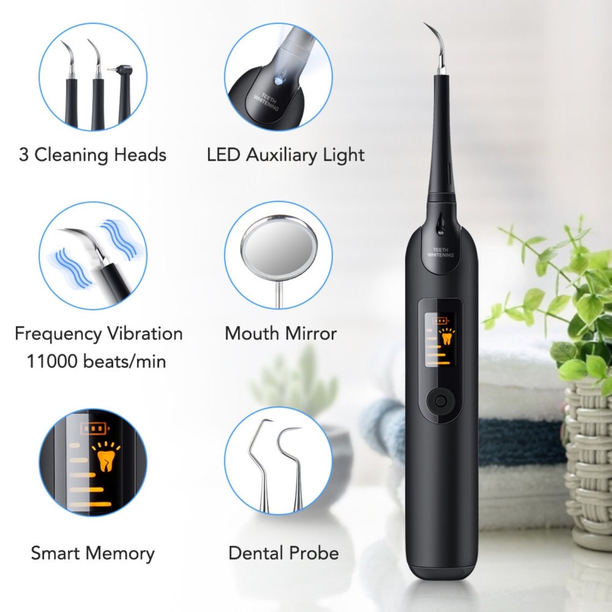 Electric Ultrasonic Dental Tartar Plaque Remover With Led Screen