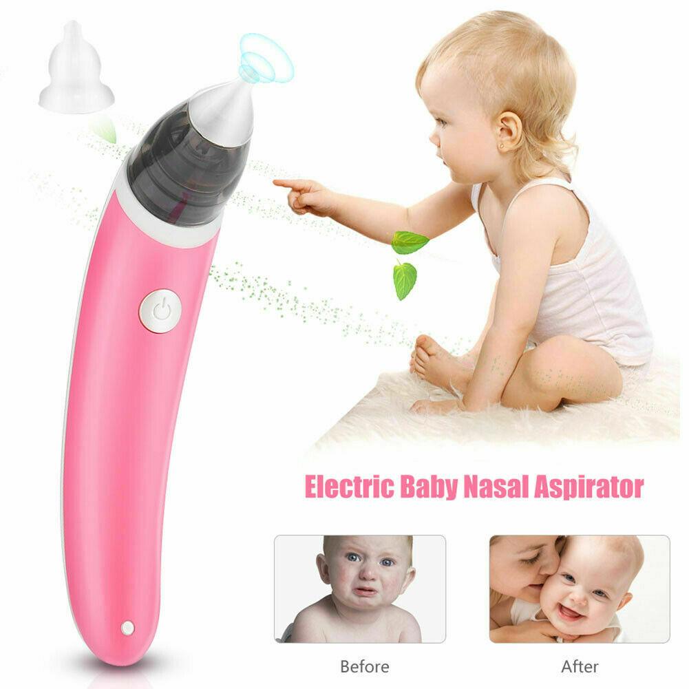 Baby Nasal Aspirator Electric Safe Hygienic Nose Cleaner Snot Sucker For Baby (Red)