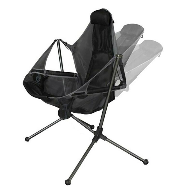 Camping Chair Foldable Swing Luxury Recliner Swinging Back Outdoor Folding Chair Outdoor Portable Blue