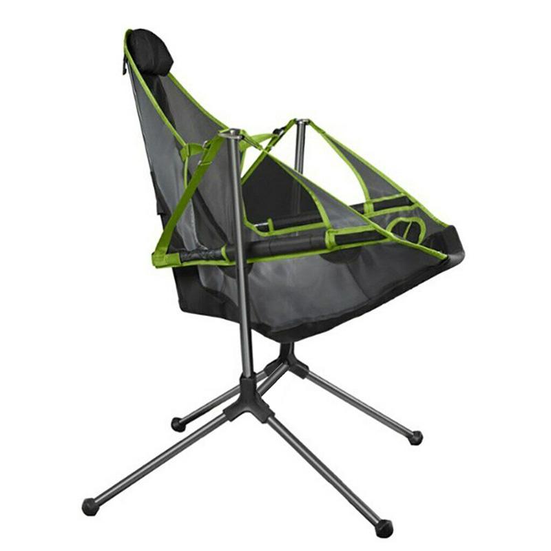Camping Chair Foldable Swing Luxury Recliner Swinging Back Outdoor Folding Chair Outdoor Portable Blue