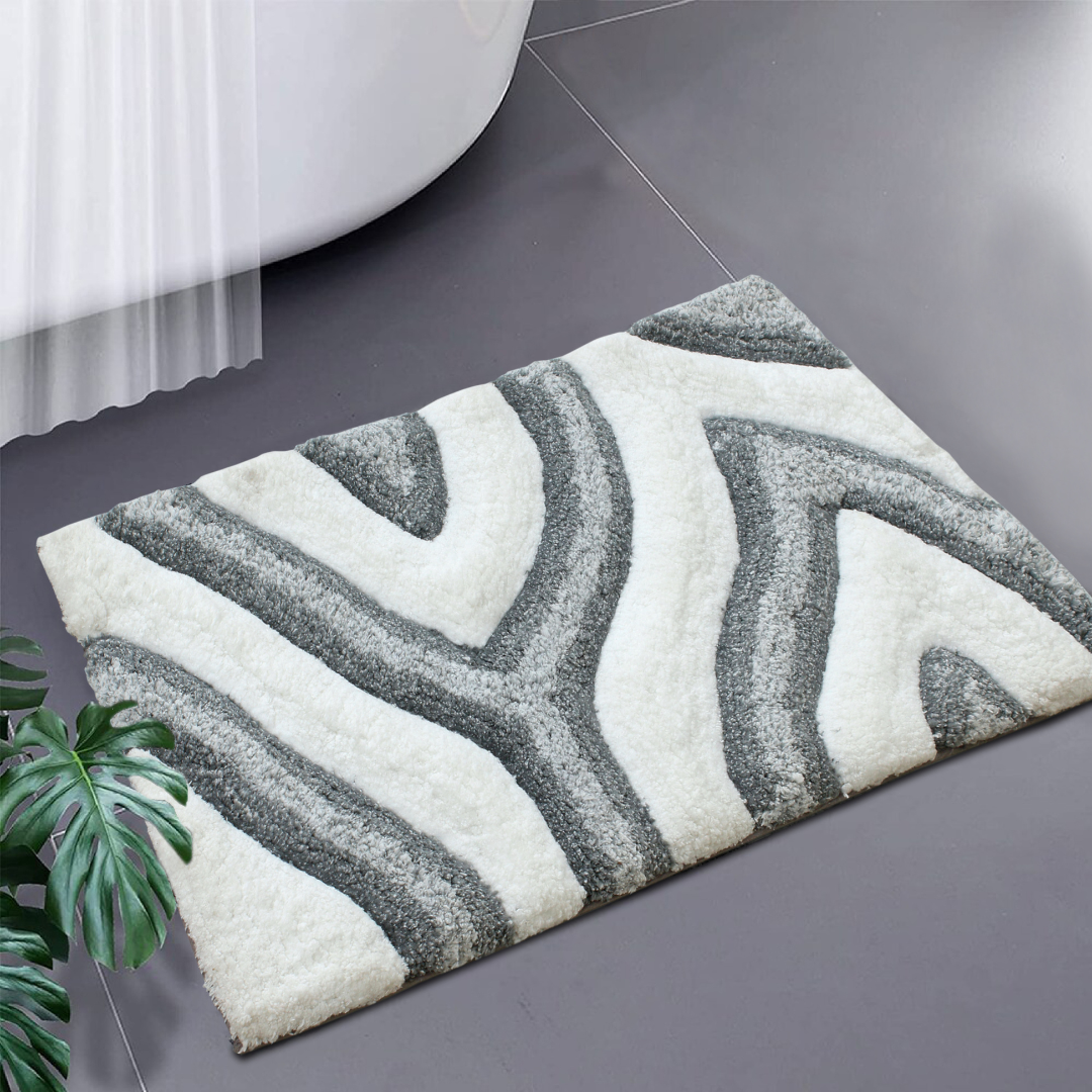 Swirl 3D Design Tufted Soft Pile Bathmat - 50X80