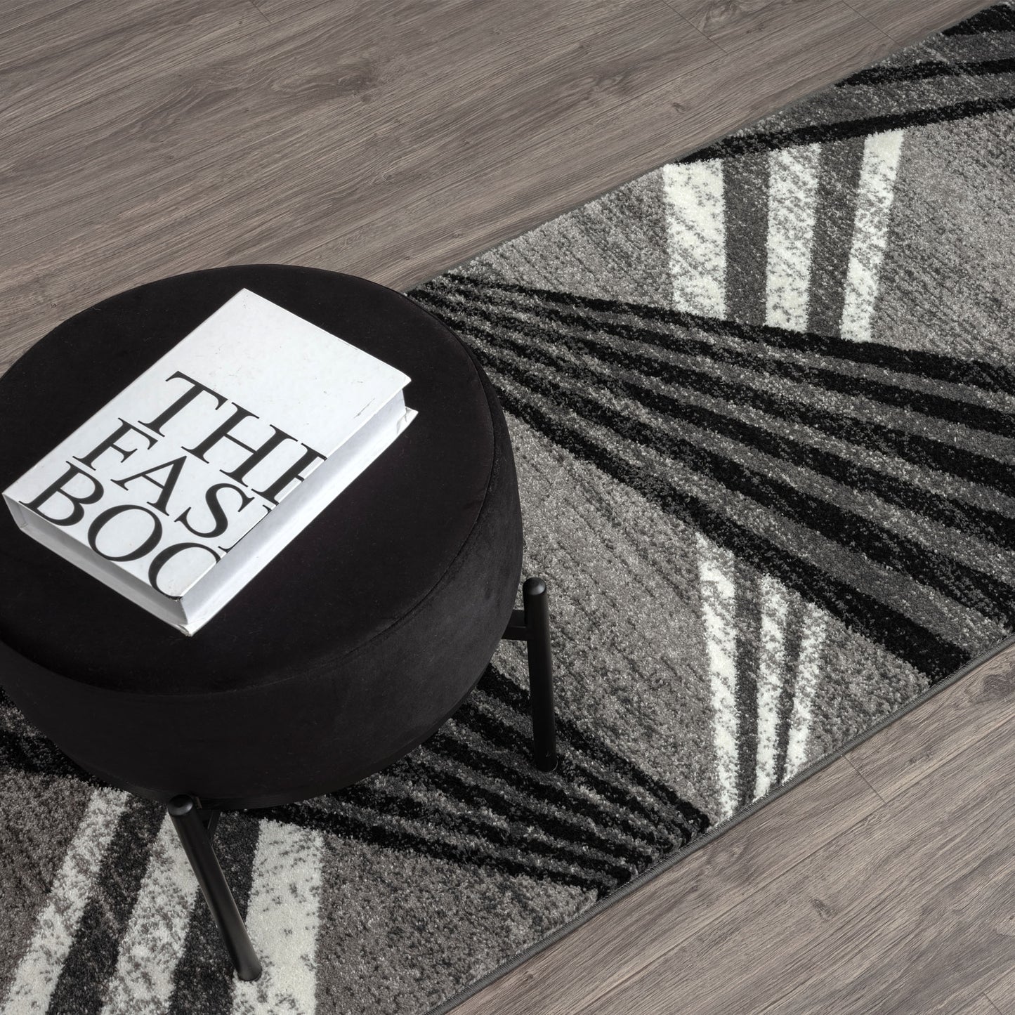 Geometric Textural Rug - Grey - 80X150