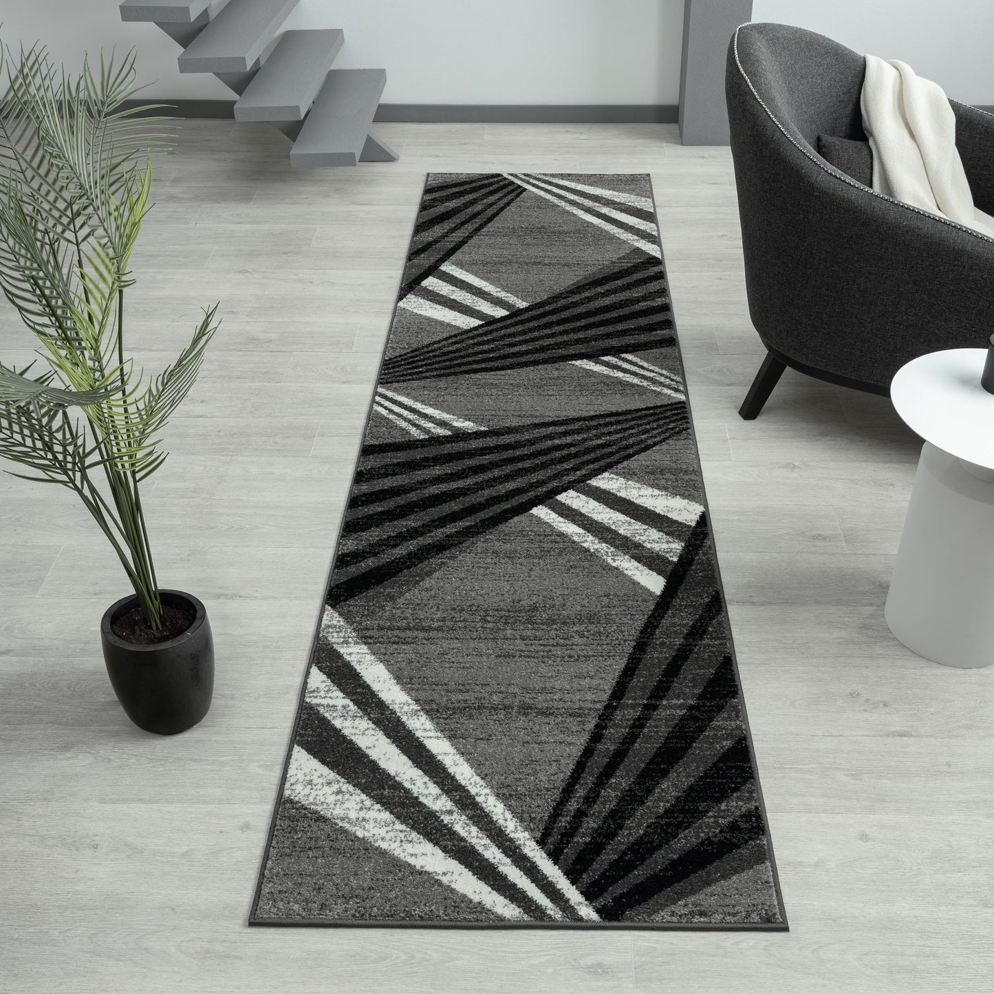 Geometric Textural Rug - Grey - 80X150