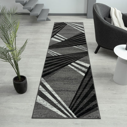Geometric Textural Rug - Grey - 80X150