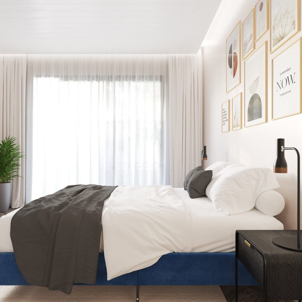 Velvet Blue Bed Frame Queen