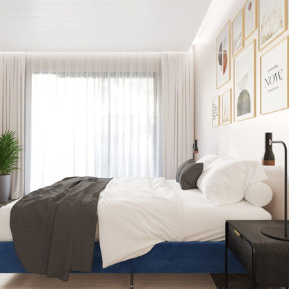 Velvet Blue Bed Frame Queen