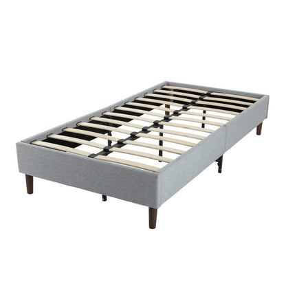Bedframe With Wooden Slats (Light Grey) – Double