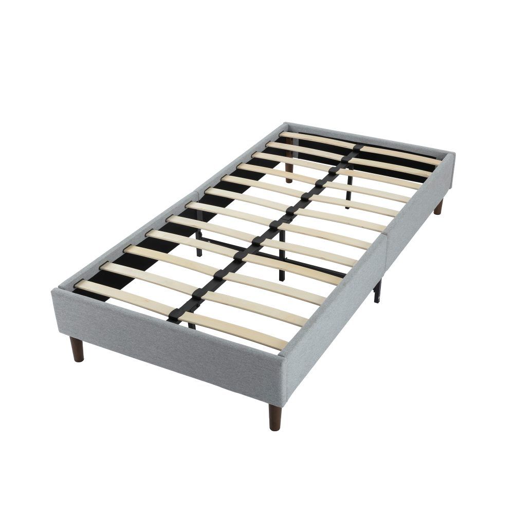 Bedframe With Wooden Slats (Light Grey) – Queen