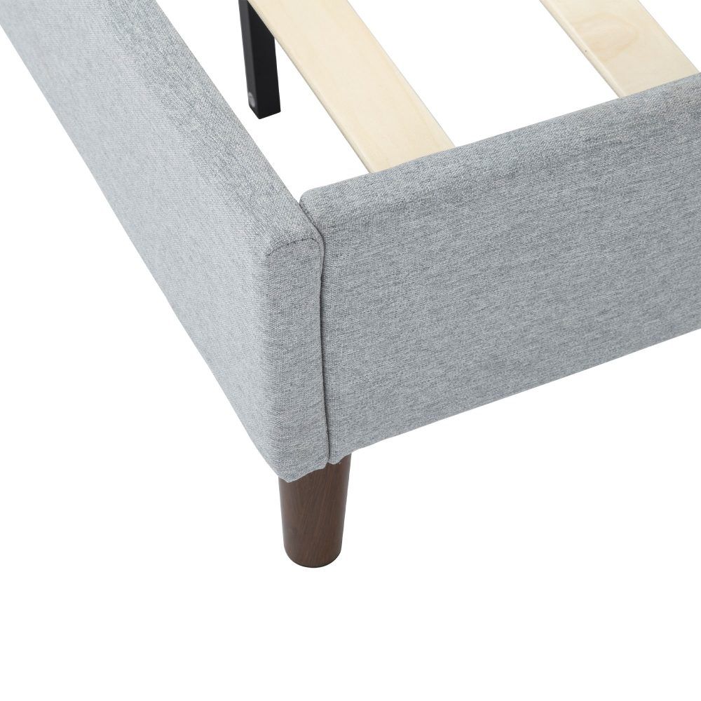 Bedframe With Wooden Slats (Light Grey) – Queen