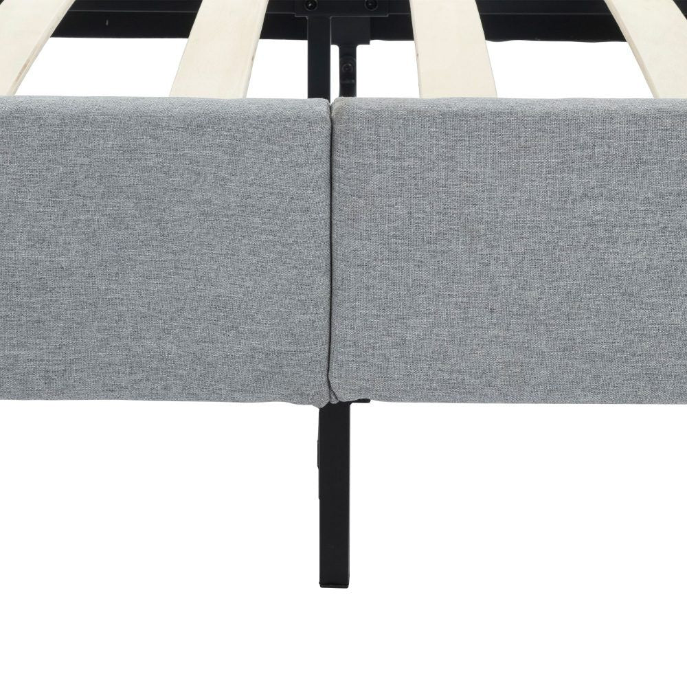 Bedframe With Wooden Slats (Light Grey) – Queen