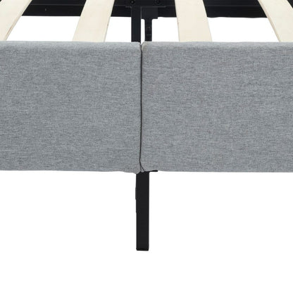 Bedframe With Wooden Slats (Light Grey) – Queen