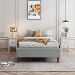 Bedframe With Wooden Slats (Light Grey) – Single