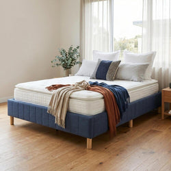 Metal Bed Frame Mattress Foundation Blue – Queen