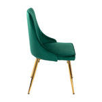 Forever Set Of 2 Blue/Green Velvet Dining Chairs – Gold Metal Legs