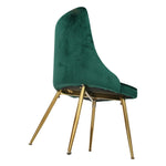 Forever Set Of 2 Blue/Green Velvet Dining Chairs – Gold Metal Legs