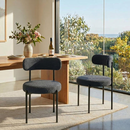 Charcoal Chic Boucle Elsa Dining Chairs