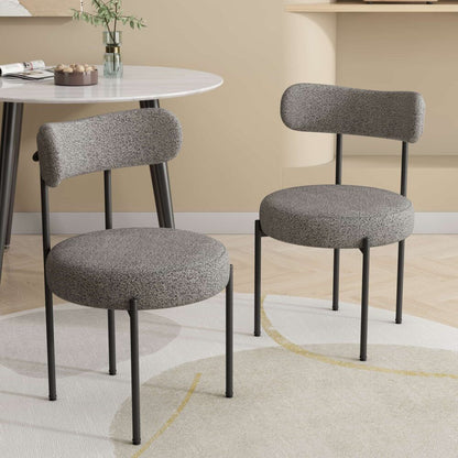 Luxe Boucle Cushioned Elsa Dining Chairs in White Quartz
