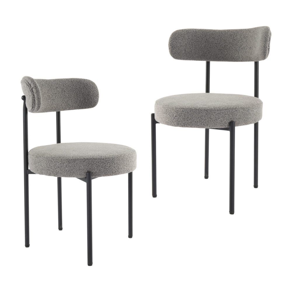 Luxe Boucle Cushioned Elsa Dining Chairs in White Quartz