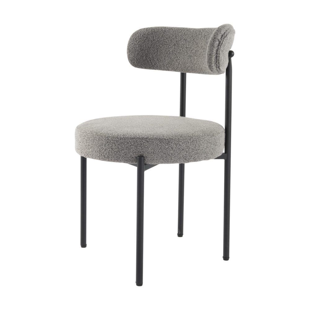 Luxe Boucle Cushioned Elsa Dining Chairs in White Quartz