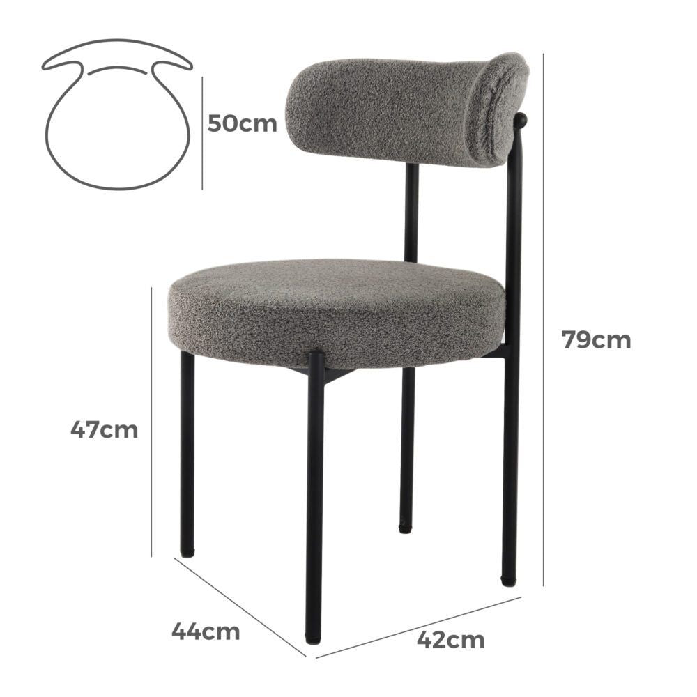 Luxe Boucle Cushioned Elsa Dining Chairs in White Quartz