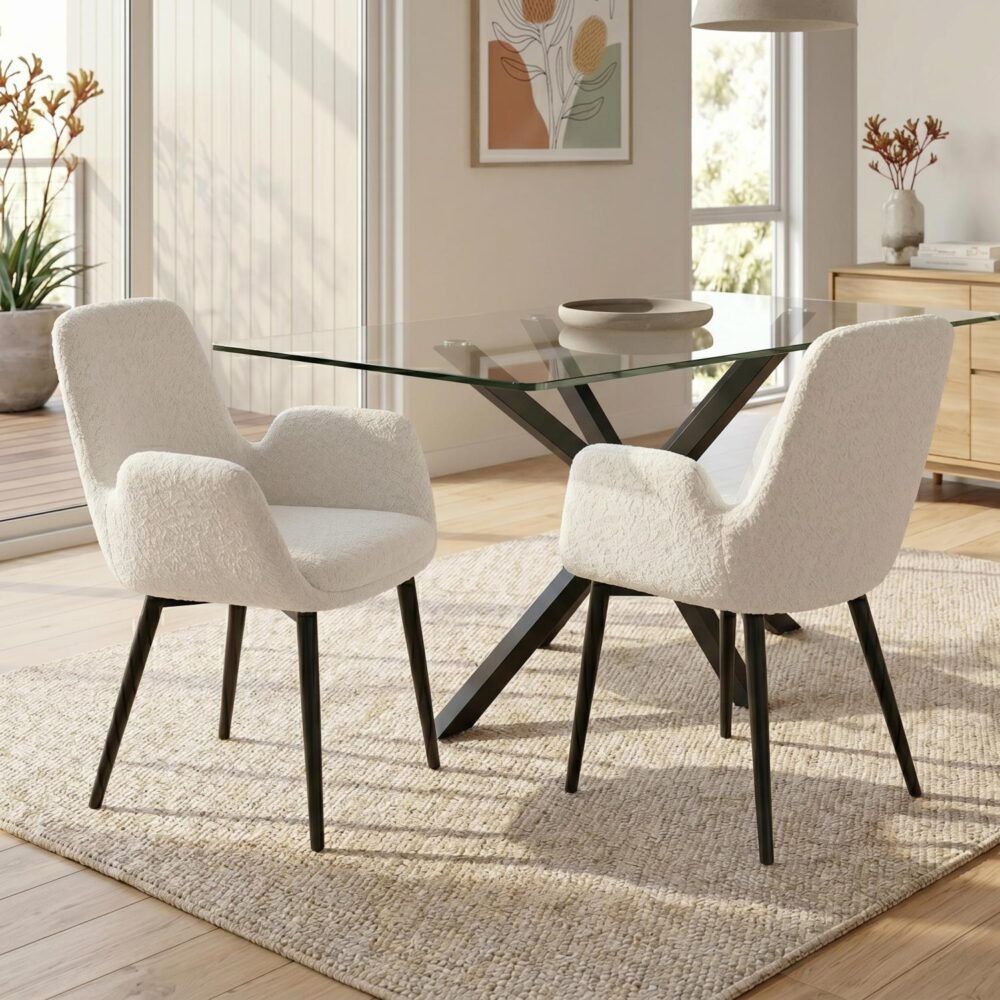 Embrace Boucle & teddy Sherpa Fabric Armchair Set