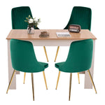Grey Rectangular Dining Table with 4x Blue Velvet Chairs
