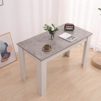 Grey Rectangular Dining Table with 4x Blue Velvet Chairs
