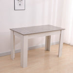 Grey Rectangular Dining Table with 4x Blue Velvet Chairs