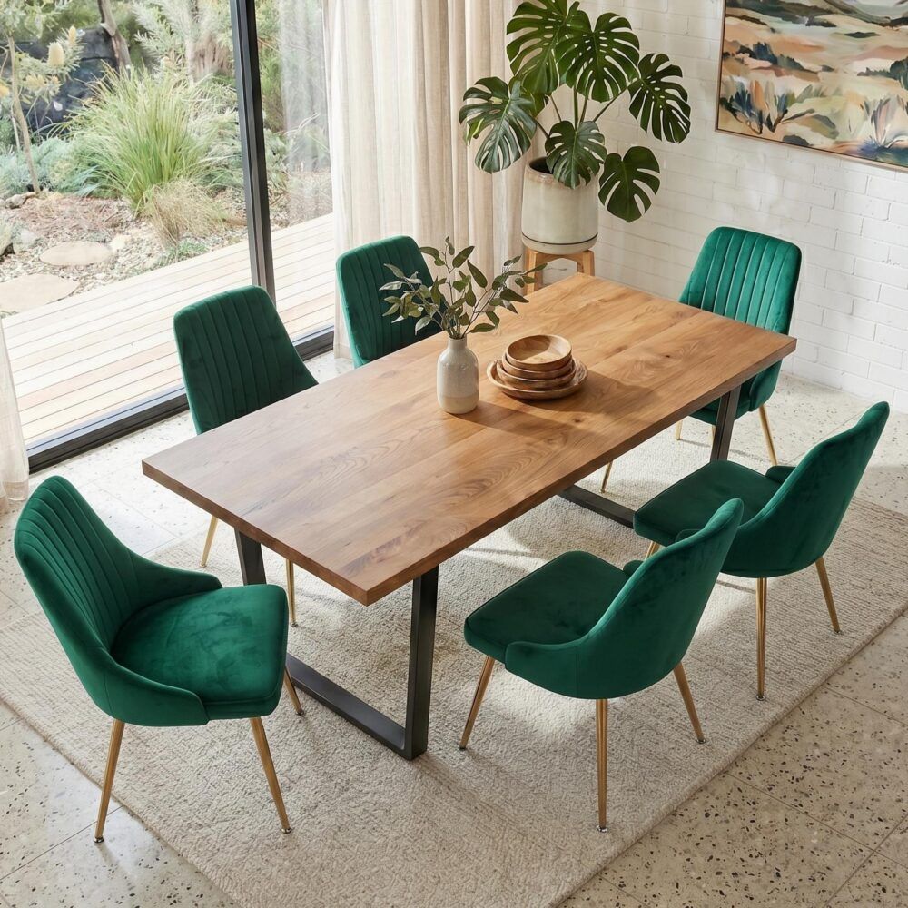 Navy Velvet Natural Table Set