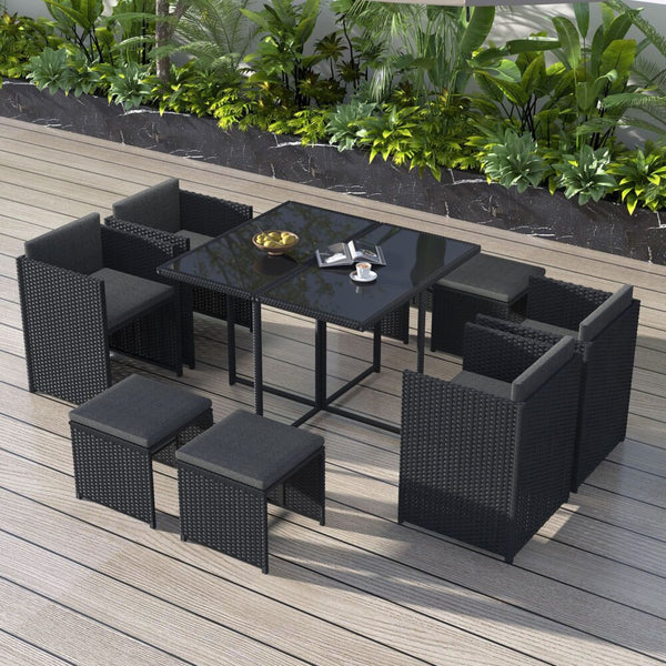  Horrocks 8 Seater Outdoor Dining Set-Black