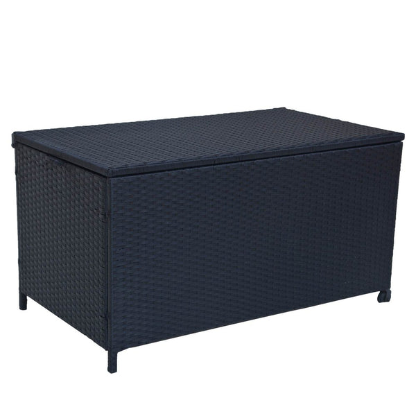  Outdoor Pe Wicker Storage Box Garden 320L-Black