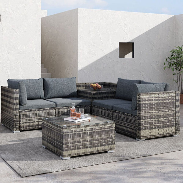  6Pcs Outdoor Modular Lounge Sofa Coogee-Grey