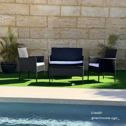 Ville 4-Seater PE Wicker Outdoor Lounge Sofa Set