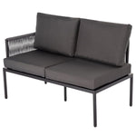 Eden 4-Seater Outdoor Lounge Set With Coffee Table In Black - Stylish Textile And Rope Design