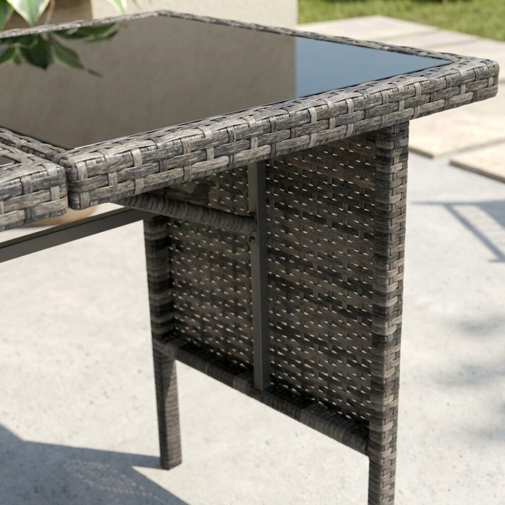 Ella 8-Seater Modular Outdoor Garden Lounge & Dining Set With Table And Stools In Dark Grey