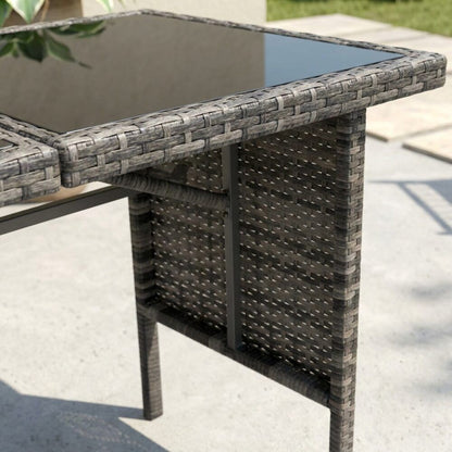 Ella 8-Seater Modular Outdoor Garden Lounge & Dining Set With Table And Stools In Dark Grey