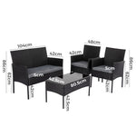 4 Seater Wicker Outdoor Lounge Set - Black