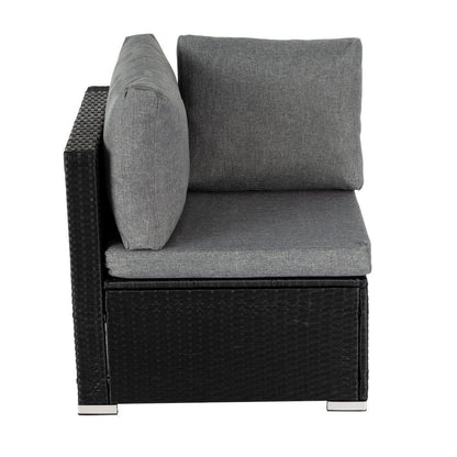 7Pc Outdoor Wicker Loveseat Setting With Storage Corner (Black)