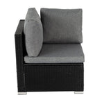 7Pc Outdoor Wicker Loveseat Setting With Storage Corner (Black)