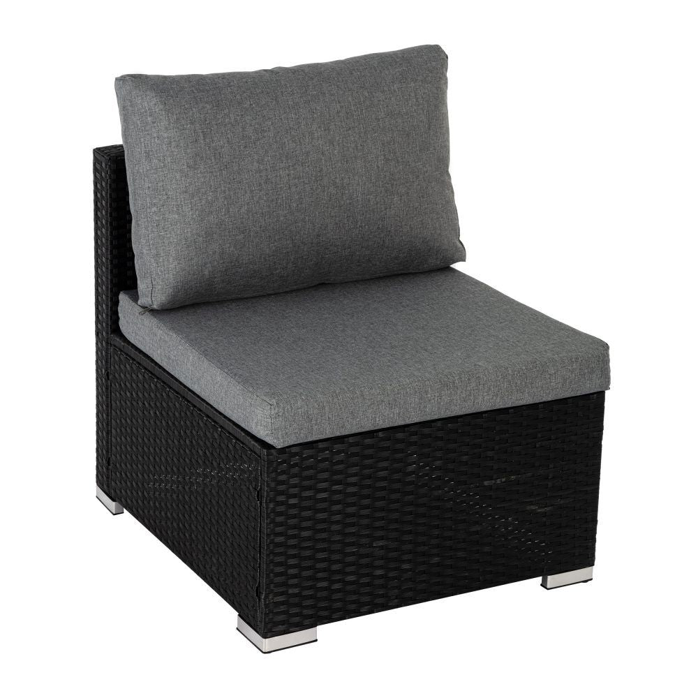 7Pc Outdoor Wicker Loveseat Setting With Storage Corner (Black)