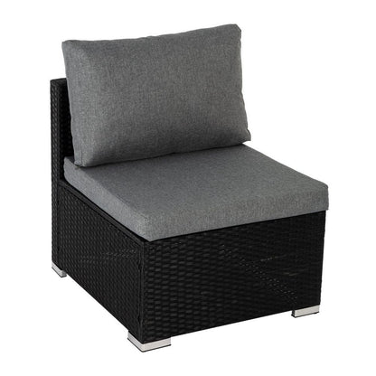 7Pc Outdoor Wicker Loveseat Setting With Storage Corner (Black)