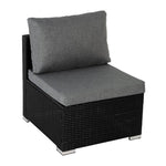 7Pc Outdoor Wicker Loveseat Setting With Storage Corner (Black)