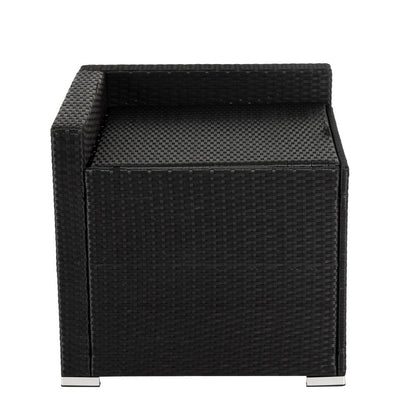 7Pc Outdoor Wicker Loveseat Setting With Storage Corner (Black)