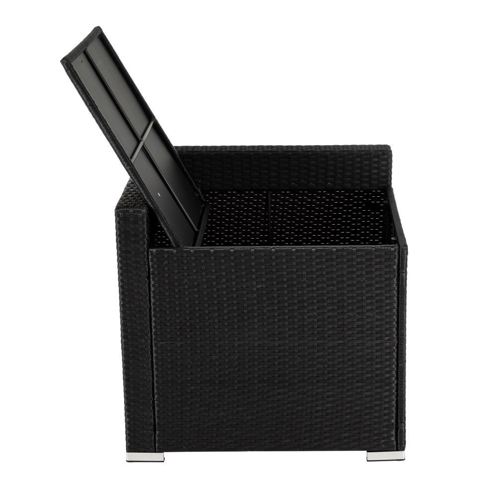 7Pc Outdoor Wicker Loveseat Setting With Storage Corner (Black)