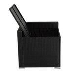 7Pc Outdoor Wicker Loveseat Setting With Storage Corner (Black)