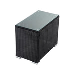 7Pc Outdoor Wicker Loveseat Setting With Storage Corner (Black)