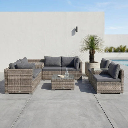 Modular Outdoor Lounge Set-9pcs Sofa, Armchairs and Coffee Table