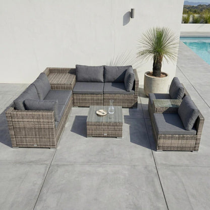 Modular Outdoor Lounge Set-9pcs Sofa, Armchairs and Coffee Table